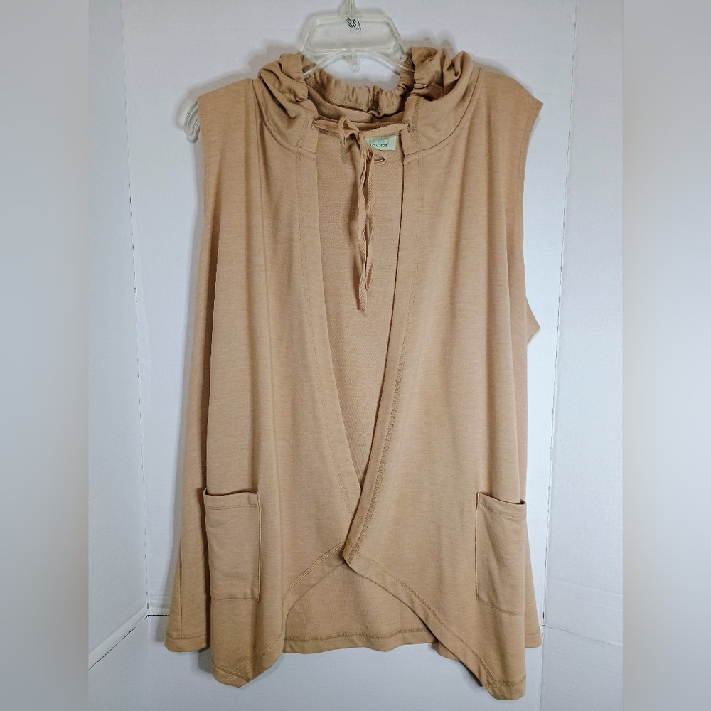 Logo Lounge Sleeveless Tan Hooded Vest Size 1X